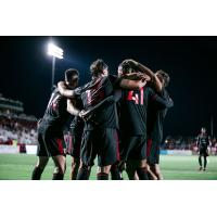 Phoenix Rising FC celebrates a goal against LA Galaxy II