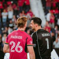 St. Louis CITY SC center back Tim Parker and goalkeeper Roman Bürki