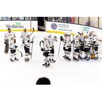 Wheeling Nailers exchange high fives and fist bumps after a game