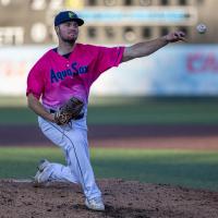 Everett AquaSox in their Pink at the Park jerseys