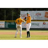 Sanford Mainers' Seamus Barrett congratulates Devan Bade