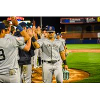 Somerset Patriots' Jasson Dominguez celebrates win