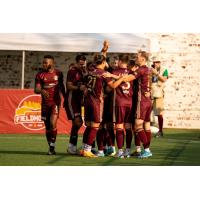 Detroit City FC celebrates a goal