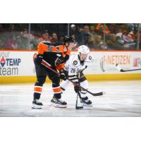 Lehigh Valley Phantoms forward Olle Lycksell (left)