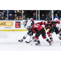 Kelowna Rockets battle the Vancouver Giants