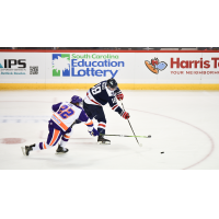 South Carolina Stingrays defenseman Benton Maass (right) vs. the Orlando Solar Bears