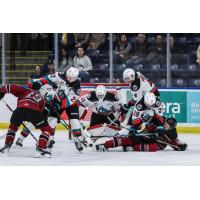 Kelowna Rockets battle the Red Deer Rebels