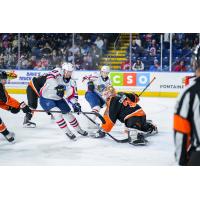 Lehigh Valley Phantoms goaltender Parker Gahagen faces the Springfield Thunderbirds