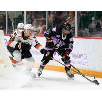 Lehigh Valley Phantoms' Ronnie Attard battles Belleville Senators' Bokondji Imama