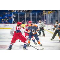 Allen Americans defenseman Joe Gatenby faces the Tulsa Oilers