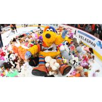 Lehigh Valley Phantoms mascot meLVin in a pile of teddy bears