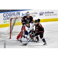 Worcester Railers look for a score against the Adirondack Thunder