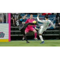 St. Louis Ambush midfielder Lucas Almeida (left) vs. the Dallas Sidekicks