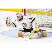 Wheeling Nailers goaltender Taylor Gauthier makes a glove save