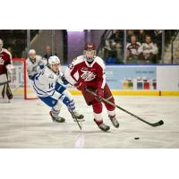 Mississauga Steelheads' Jack Van Volsen versus Peterborough Petes' Jonathan Melee