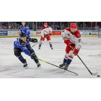 Wichita Thunder's Peter Bates and Allen Americans' Gavin Gould in action