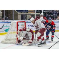 Peterborough Petes' Easton Rye and Donovan McCoy in action