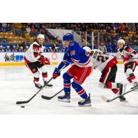 Kitchener Rangers right wing Filip Mešár handles the puck