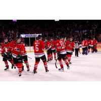 Vancouver Giants defenceman Colton Roberts celebrates a win in the 2024 CHL/NHL Top Prospects Game