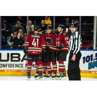 Tucson Roadrunners' Austin Poganski, Steven Kampfer, Jan Jenik, and Justin Kirkland on game night