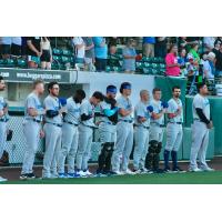 Evansville Otters stand for the National Anthem