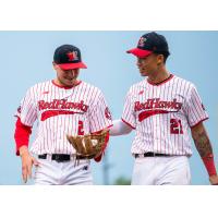 Fargo-Moorhead RedHawks' Sam Dexter and Marcus Chiu