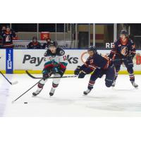 Kelowna Rockets centre Steel Quiring vs. the Kamloops Blazers