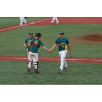 Sanford Mainers exchange handshakes