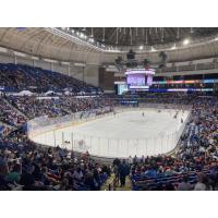 A school day crowd watches the Fayetteville Marksmen