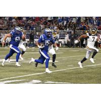 St. Louis Battlehawks running back Jacob Saylors breaks into the open