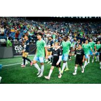 Sounders FC midfielder Obed Vargas (left) and defender Nouhou