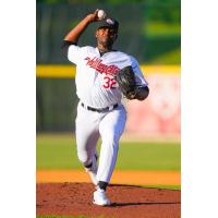 Kumar Rocker pitching for the Tri-City ValleyCats in 2022