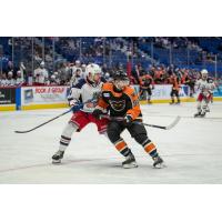 Lehigh Valley Phantoms left wing Elliot Desnoyers vs. the Hartford Wolf Pack