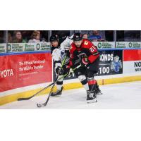 Wichita Thunder fights for control of the puck vs. the Rapid City Rush