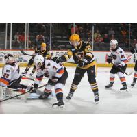 Lehigh Valley Phantoms defend against the Wilkes-Barre/Scranton Penguins