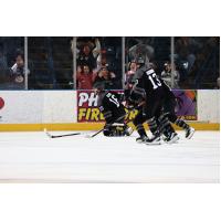 Youngstown Phantoms and Justin Kerr (left) celebrate the winning goal