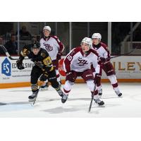 Peterborough Petes centre Adam Levac vs. the Brantford Bulldogs