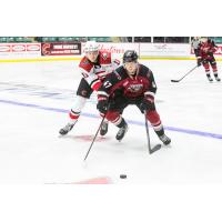 Vancouver Giants defenceman Mazden Leslie vs. the Prince George Cougars