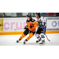 Danbury Hat Tricks forward William Berry (left) vs. the Watertown Wolves