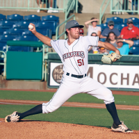 Reliever Chad Coles with the Mahoning Valley Scrappers