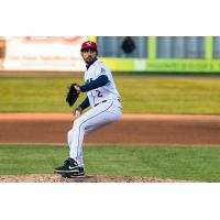 Marcel Rentería pitching for the Binghamton Rumble Ponies