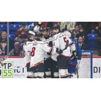 Adirondack Thunder gather after a goal