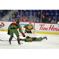 Vancouver Giants goaltender Burke Hood watches over his defense