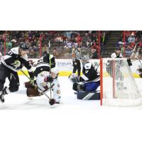 Wichita Thunder's Jay Dickman and Trevor Gorsuch versus Cincinnati Cyclones' Braeden Kressler