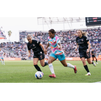 San Diego Wave FC midfielder Gia Corley (center) vs. Angel City FC