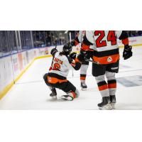 Hunter St. Martin of the Medicine Hat Tigers reacts after his game-winning goal