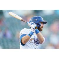 Omaha Storm Chasers outfielder John Rave at bat