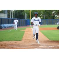 Dillion Lewis of the Tampa Tarpons heads home after hitting a homer