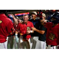 Pensacola Blue Wahoos celebrate with Grant Richardson