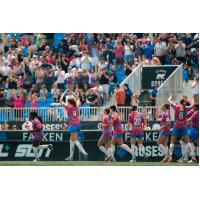 Montréal Roses react to the crowd following a goal